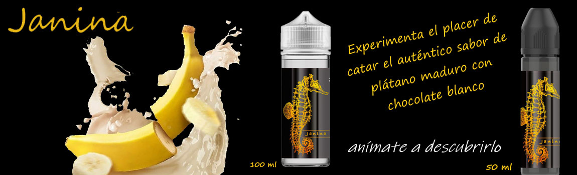 Prueba nuestros e-Liquids con sabor a plátano con chocolate blanco de la marca Janina